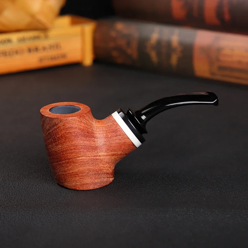 Bent Rosewood Tobacco Pipe 9mm Filters Decorative Ring Smoking Tools Gift