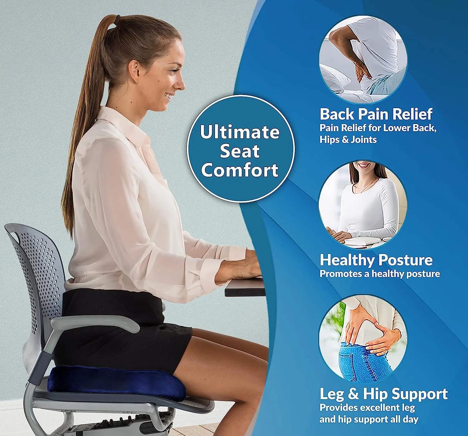 Gel Cushion Non-slip Gel and Memory Foam Coccyx Cushion Office Chair Cushion Car Cushion Sedentary Artifact BEST SELLERS