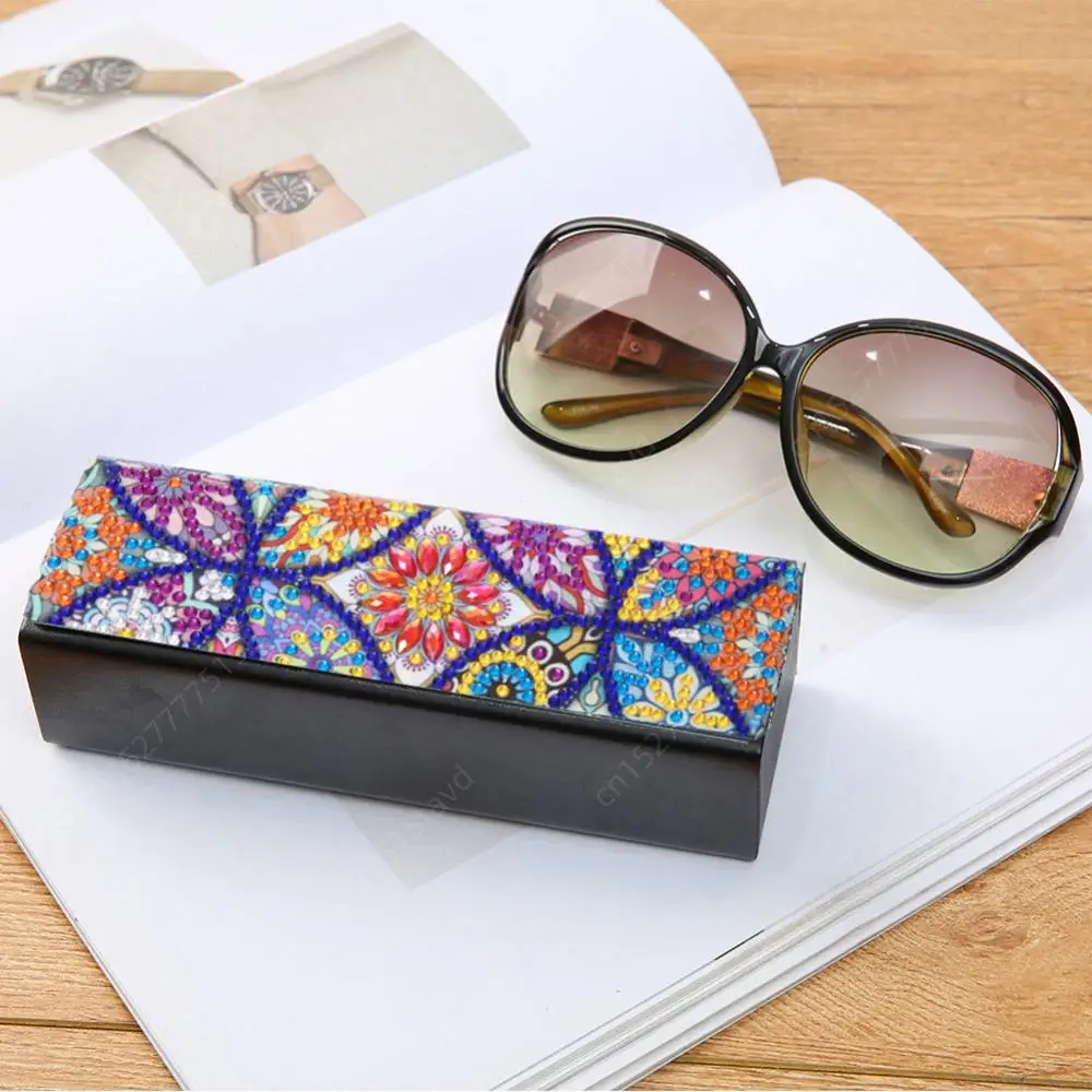 DIY Diamonds Painting Box Crystal Leather Glasses Case Handmade Art Crafts Creative Funny Handcrafts Portable for Christmas Gift diamond painting diamond painting accessories