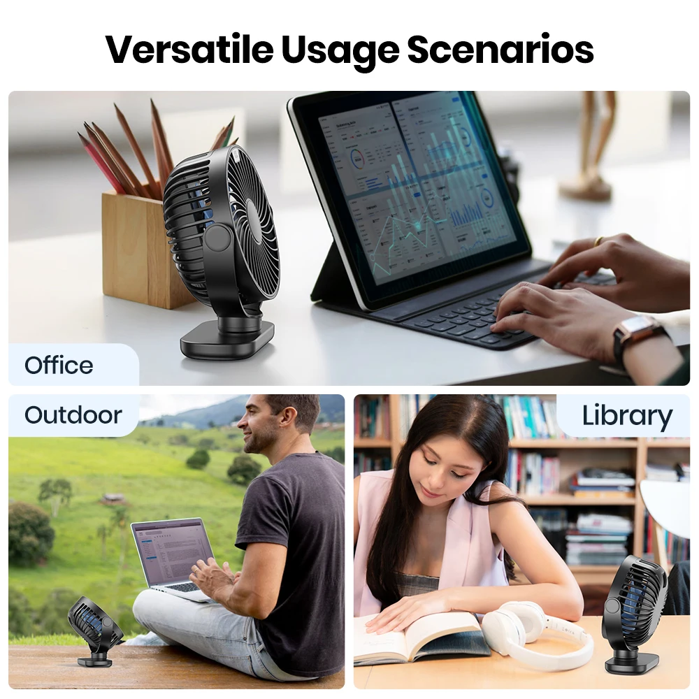TOPK K60C 5000mAh Portable Mini Desk Fan