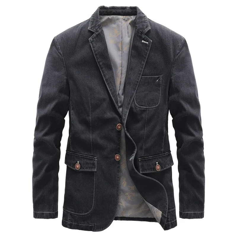 

Spring and Autumn Denim Jacket Business Casual New Jacket Men's Thin, Middle-aged and Young Handsome, Slim Fitting Small Suit