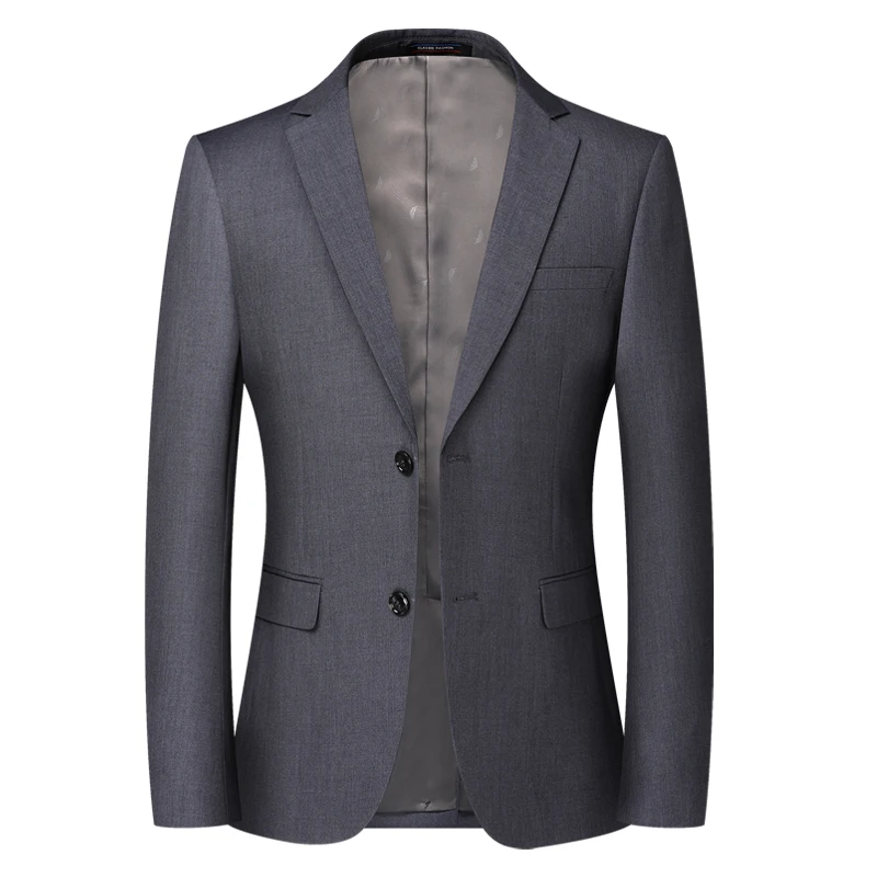 Blazer New Men's Fashion Business Solid Color British Style Professional Work Groom Wedding Dress Best Man Blazer Jacket 3