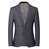 Blazer nouveaux hommes mode affaires couleur unie Style britannique travail professionnel marié robe de mariée meilleur homme Blazer veste 3