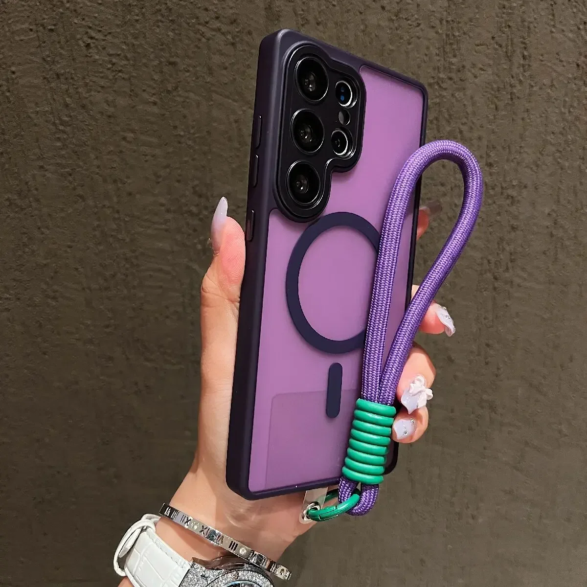 Luxury Matte Translucent Magnetic Phone Case with Lanyard