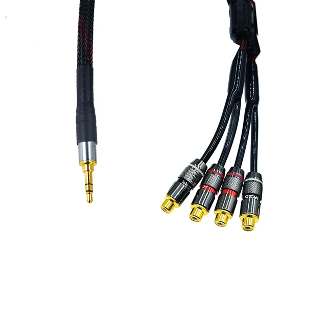 Jack male 1 One to four 4 rca female amplifier speaker cable 3.5 Turn 4RCA  Computer with two sets of audio cabl 3.5mmTurn Lotus - AliExpress