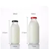 250ml 500ml Round Transparent Glass Bottle with Leak Proof Metal Lug for Milk Juice MOQ2000 Best Price Customized Printing Logo 1