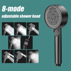 High-Pressure Water-Saving Adjustable Black Showerhead with Massage Function (Shower head)