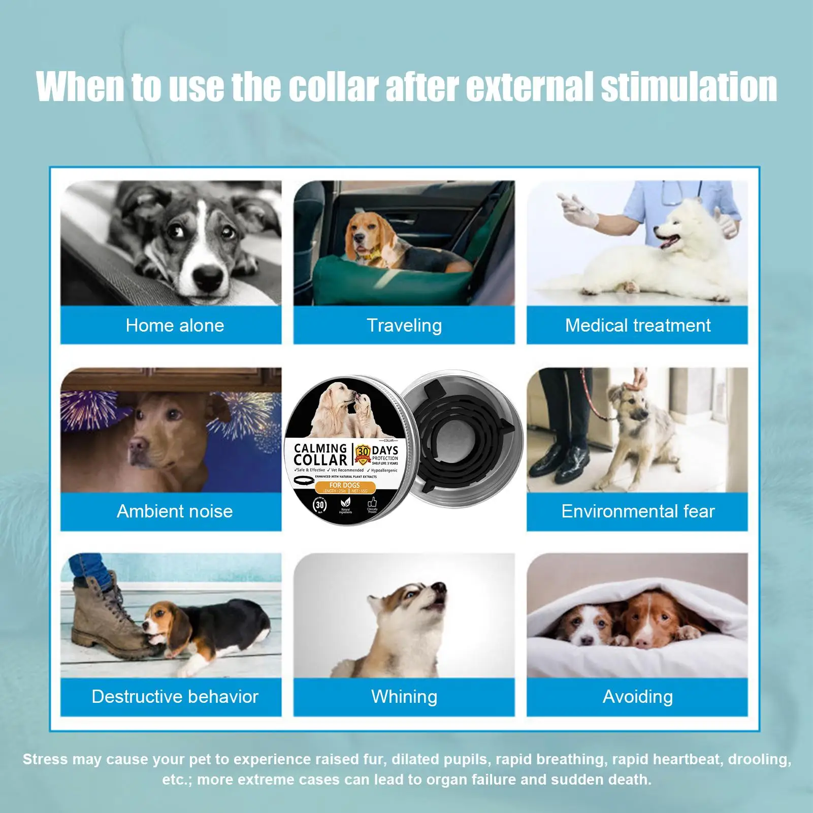 Calming Collar For Dog Flexible Waterproof Trainer 25in Calming Collar For Dog For Travel Stress Grooming Training Security