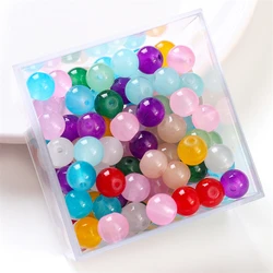 50 - Piece Set of Vibrant Glass Imitation Jade Beads for Handmade Jewelry Crafting (100pcs)