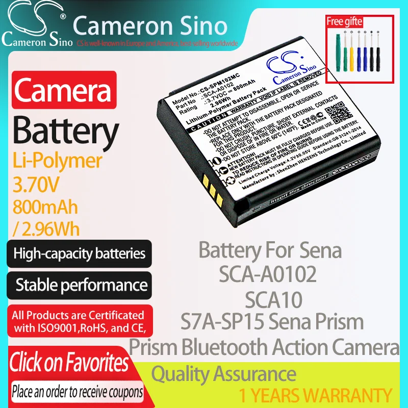 Batteria Cameronsino Per Sena Sena Prisma Prisma Bluetooth Action Camera Sca10 S7A-Sp15 Adatto Sca-A0102 Batterie Per Fotocamere Digitali