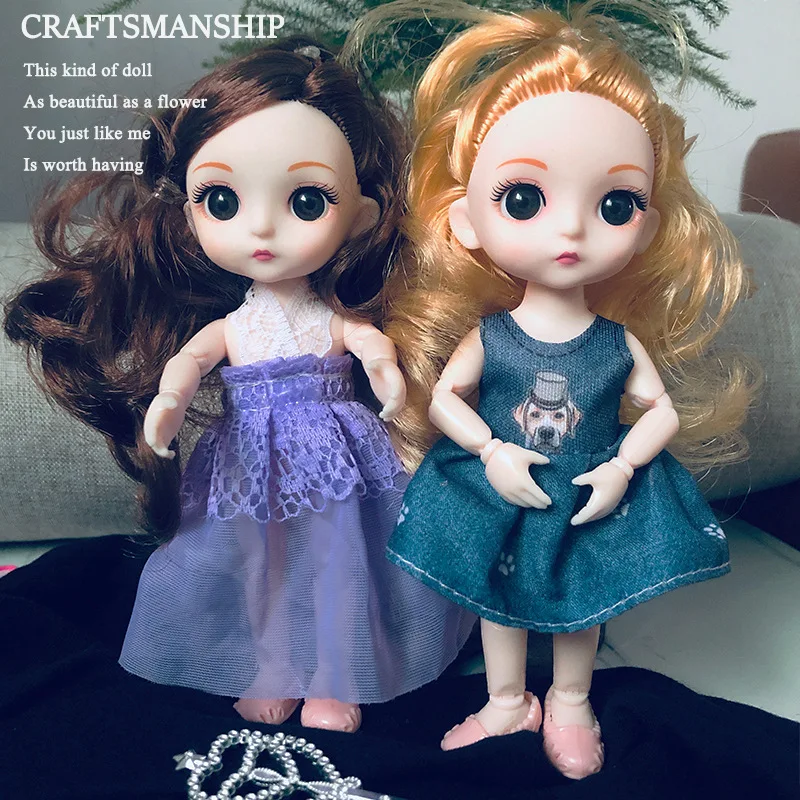 

17cm Cute Mini Doll Girl Toy Fairy Suit Simulation Princess Dress Up Child Girl Gift Rebirth Doll Pretty Playhouse Accessories