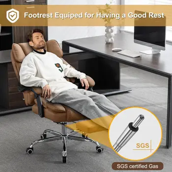 Kneading Massage Executive Office Chair with Heated,90-135° Reclining with Footrest,Ergonomic Desk Chair,Diamond-Stitched Cushio 4