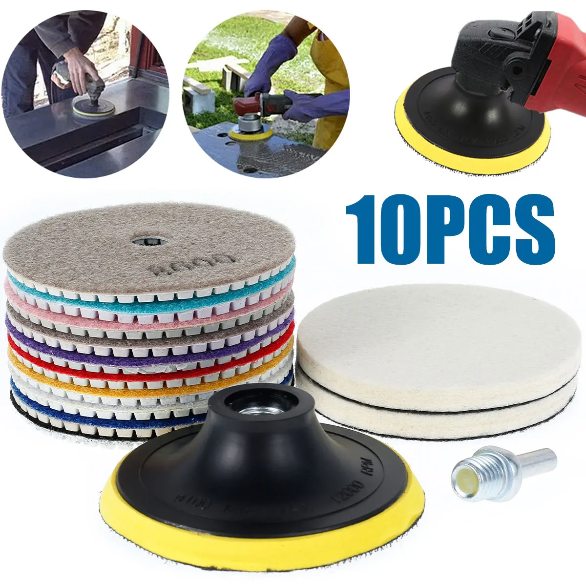 

14Pcs Diamond Polishing Pads 4inch Granite Polishing Kit Multifunctional Concrete Polishing Pads Marble Polishing Kit Wet/Dry