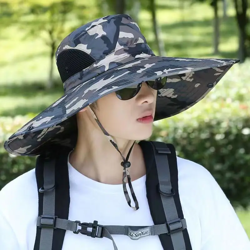 Summer Men Outdoor Sun Hat Folding Buckle