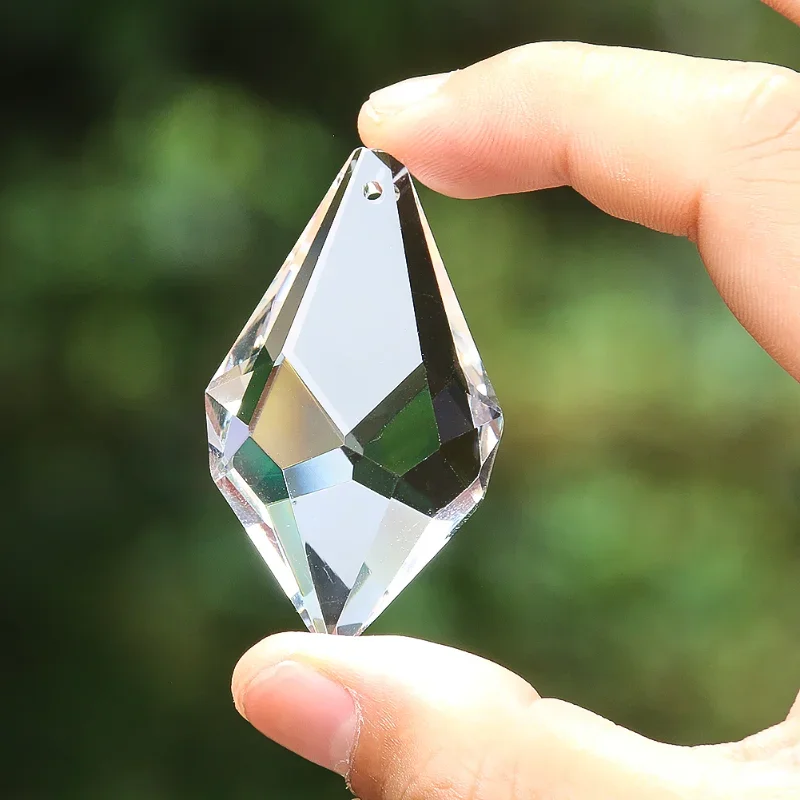 50MM Chubby Arrowhead Clear Glass Crystal Pendant Faceted Prism Aurora Sun Catcher Dangle Chandelier Lamp Dangle Garden Hanging