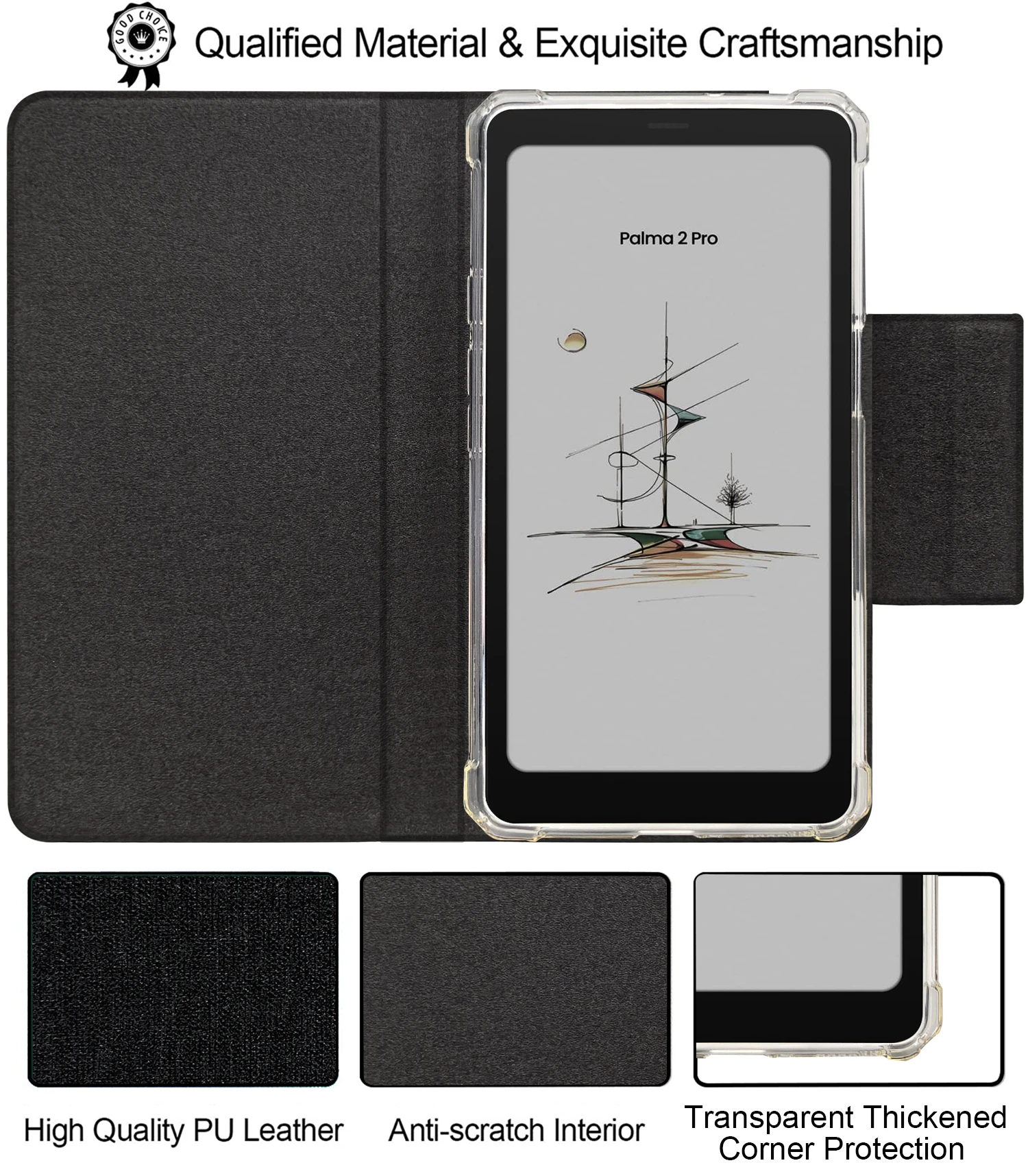 Transparent Magnetic Flip Case Cover with Auto Sleep/Wake & Detachable Design