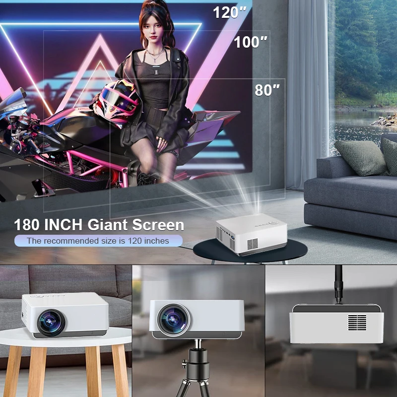 Powerful T10 FHD1080P High Brightness AutoFocus WiFi-Screen Mirroring Android Home Theater Video Movie Projector Outdoor Beamer