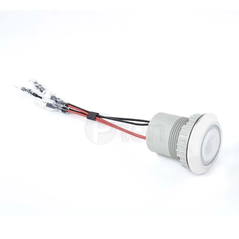 IP67 방수 금속 푸시 버튼 스위치, 30mm, 3a, 리셋 잠금, 스토브 팬, 12-24V, 220V, LED 조명, 와이어 포함, IP67 방수