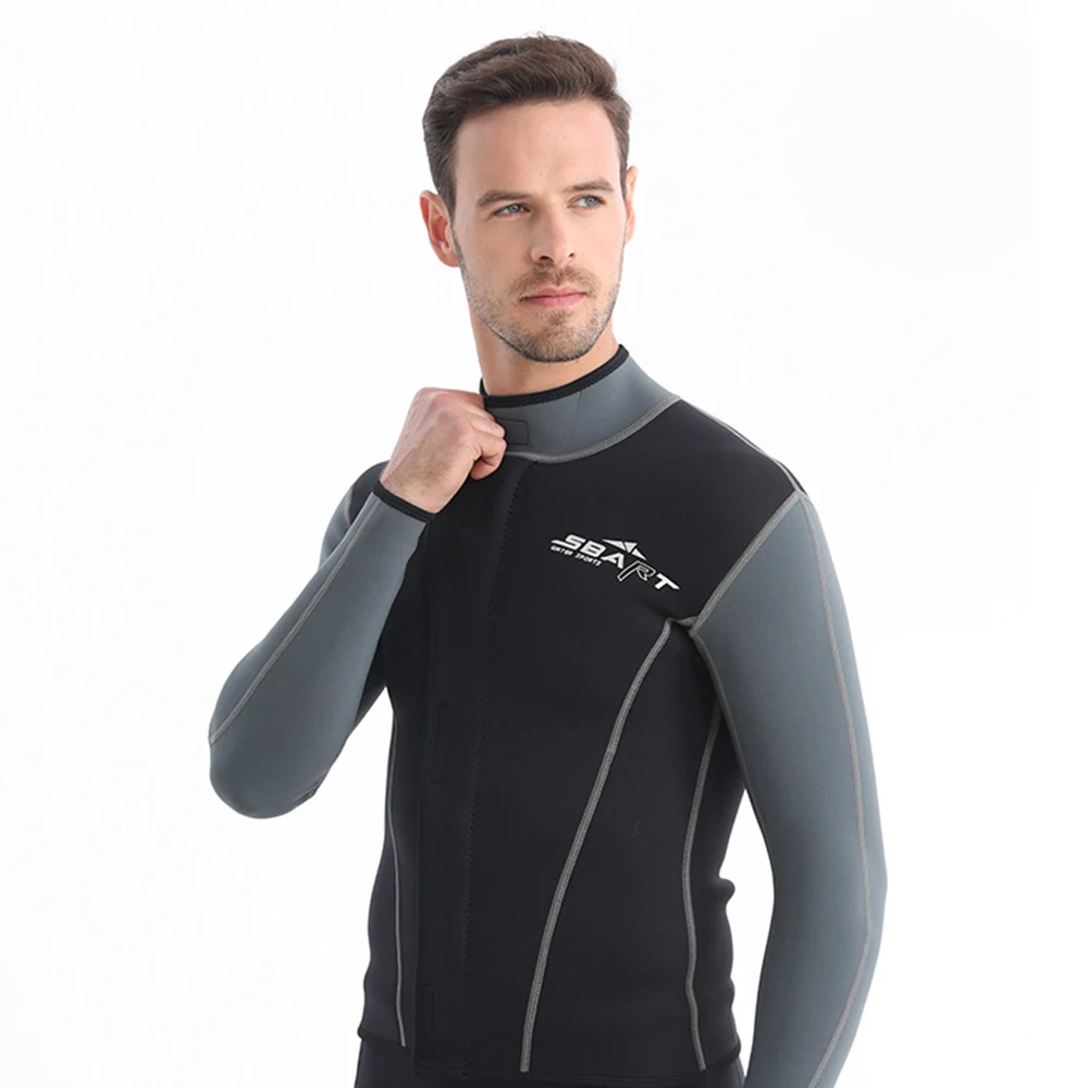 

2023 1.5MM Neoprene Diving Suit Men's Split Long Sleeve Surfing Swim Jacket Front Zipper Water Sports Sailing Surfing Diving Top