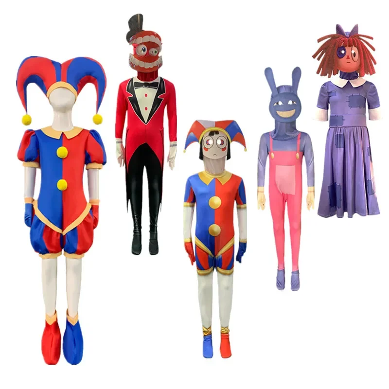 

Pomni Cosplay Costume Anime Amazing Digital Circus Bodysuit for Kids Adult Clown Pomni Halloween Christmas Party Funny Outfits