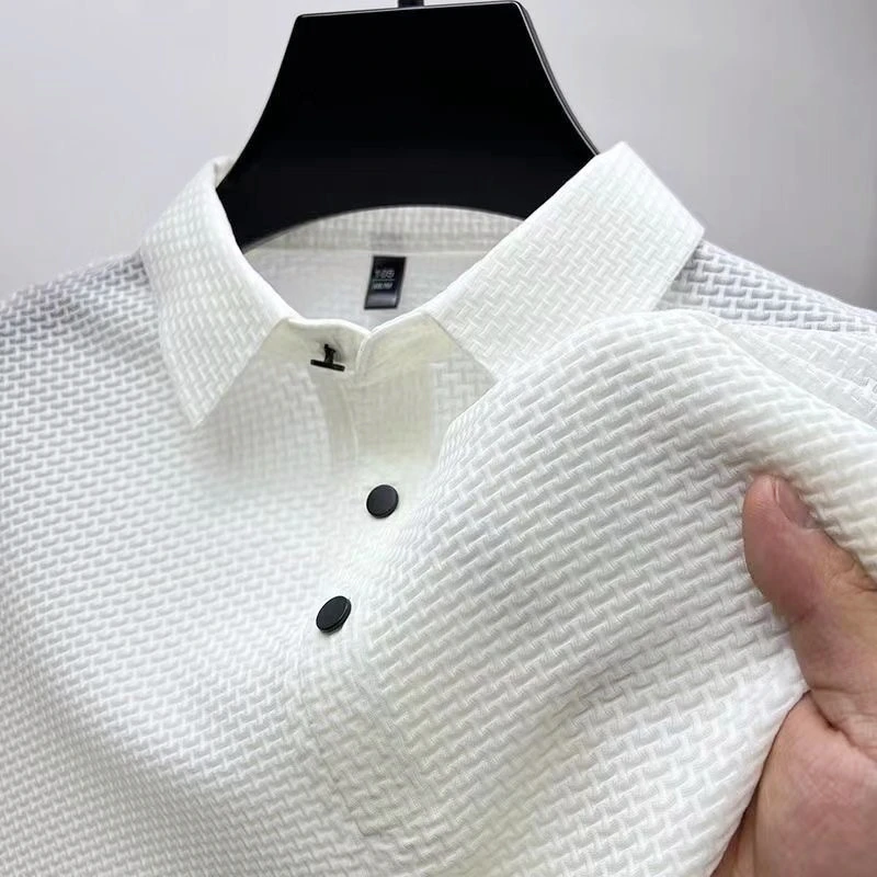 Men's Ice Silk Short Sleeve Thin Lapels Polo Sweater
