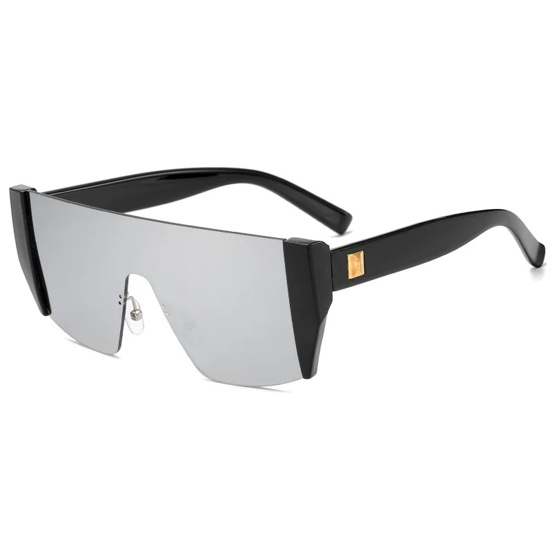 Flat Top Classic Square Sunglasses Woman Brand Designer Shield Punk Mirror One Piece Eyewear Coating Shades UV400_voghion.com
