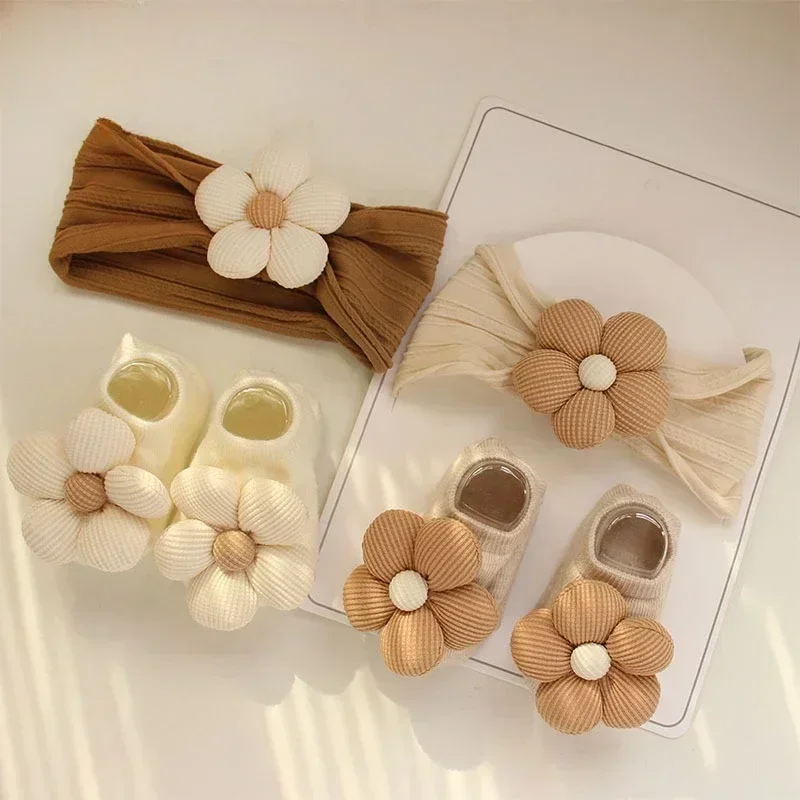 Baby Headband Set 2Pcs/Set Cute Baby Headband Sock Flower Baby Girls Hair Band Turban Newborn Headwear Hair Accessories