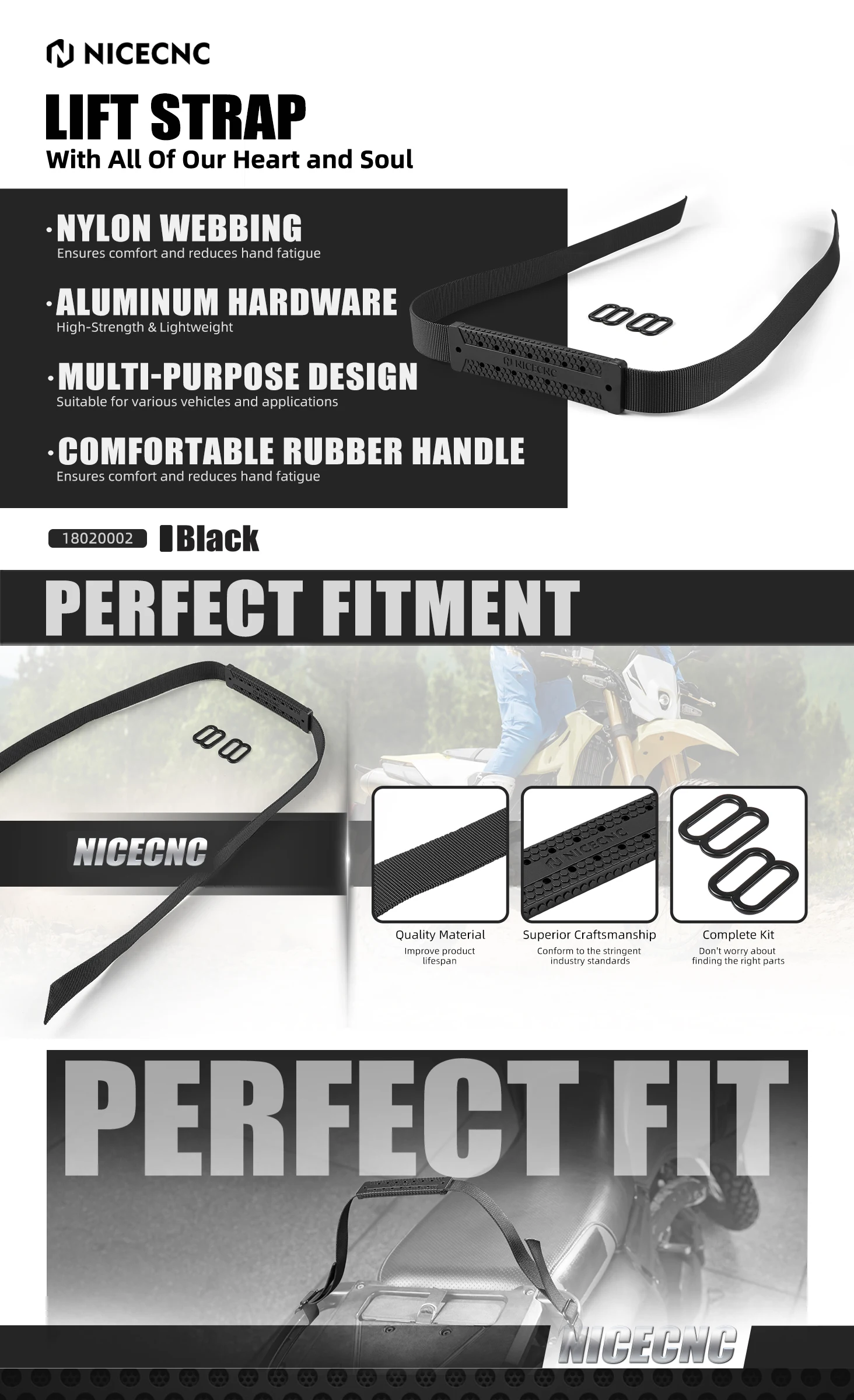 NICECNC Lift Strap Für KTM 690 Enduro R SMC R 790 890 DUKE 950 990 1290 Abenteuer Supermoto Für Husqvarna 701 Enduro Supermoto – Detail 1