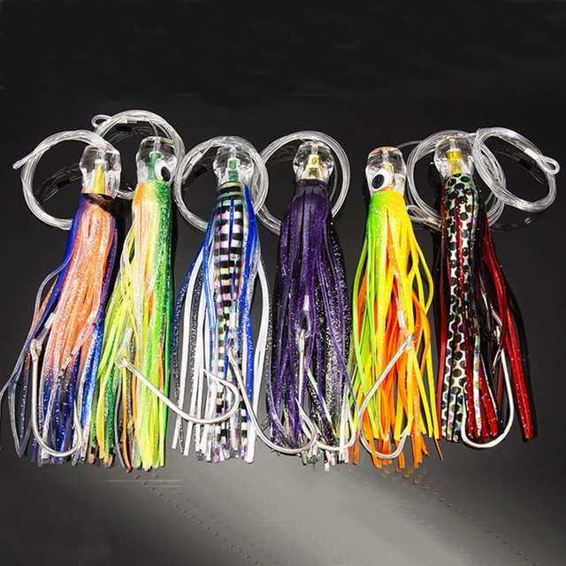 6PCS/Bag Trolling Skirt Tuna Lures 6 inch Boat Fishing Saltwater