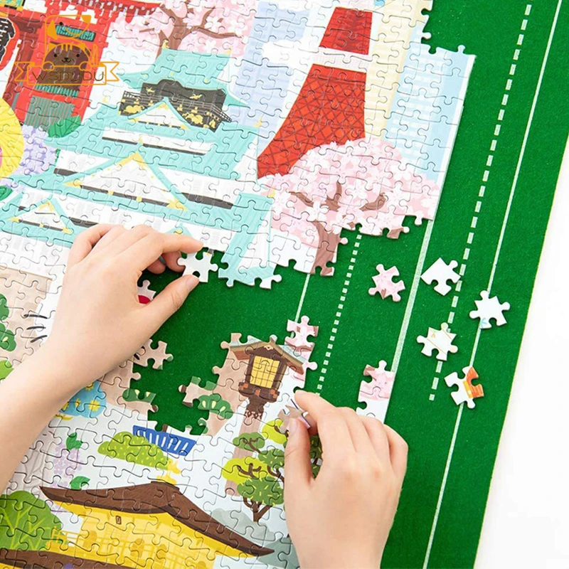 Puzzle Storage Mat 26x46 Inches Felt Holds 1500 Pieces with Pump Portable Organizer Large Jigsaw Toy Accessory Adults Kids Gift jigsaw puzzles