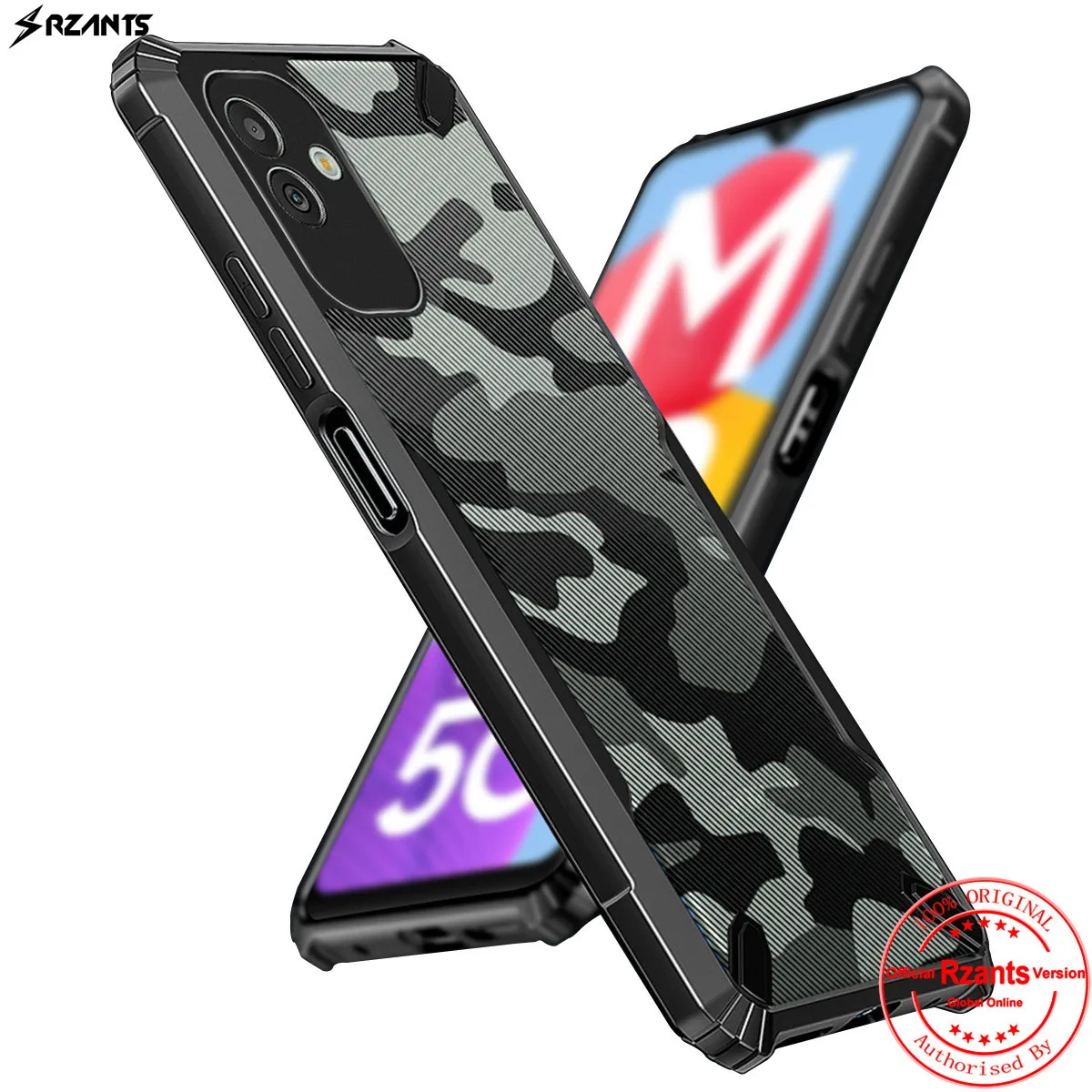 Rzants Per Samsung Galaxy M13 5G A04 4G Back Case Camouflage Bull Conor Design Slim Cover Half Clear Case Camera Shell
