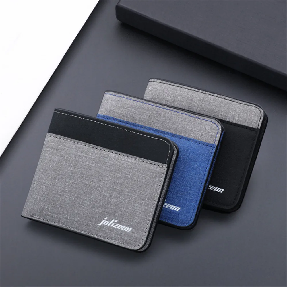 

New Thin Men's Wallet Coin Purse Business Credit Card Case Bi-fold Coin Pouch Canvas Short Splice Male Money Bag ID/Bank Holder