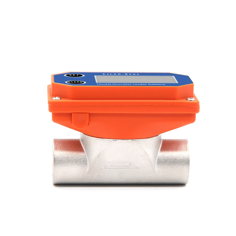 Dry Cell Digital Display Flowmeter Stainless Steel LCD Electronic Flow Meter Thread Flow Sensor Water For Farm/Garden Irrigation water meter