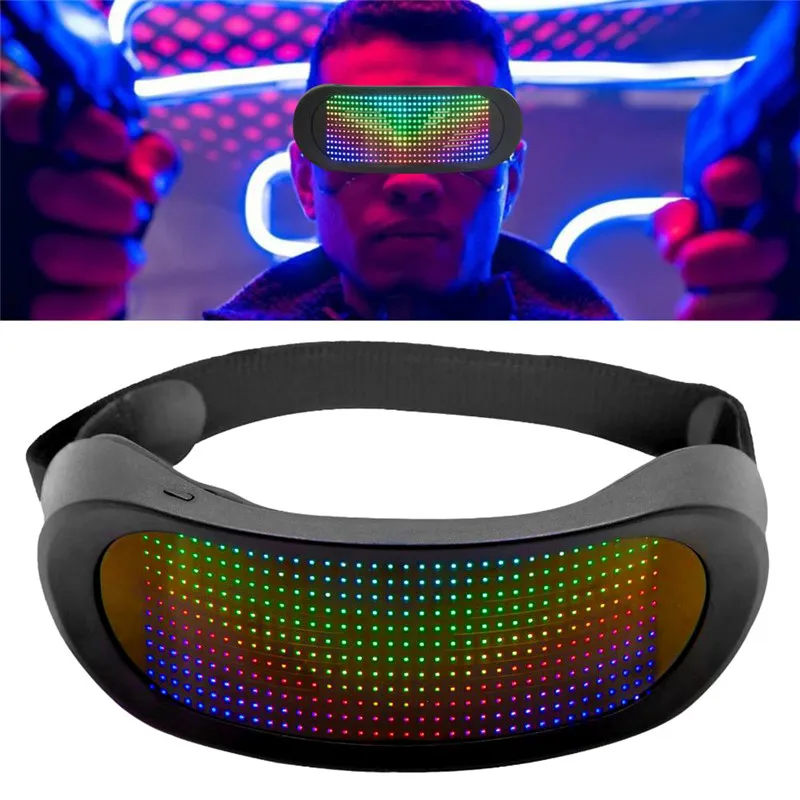 

RGB Colorful LED Luminous Glasses Bluetooth APP Control Light Up Sunglasses Bar Club Prop Halloween Carnival Supplies