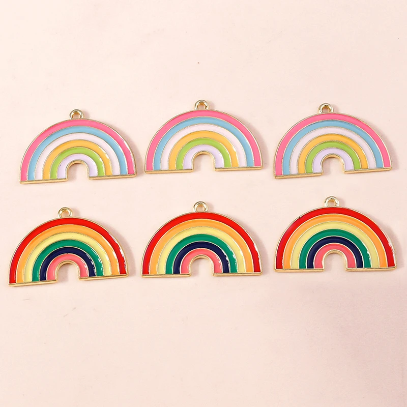 

10Pcs 20*31mm Enamel Rainbow Charms for diy Earring Bracelet Necklace Colorful Rainbow Pendant Jewelry Making Accessories