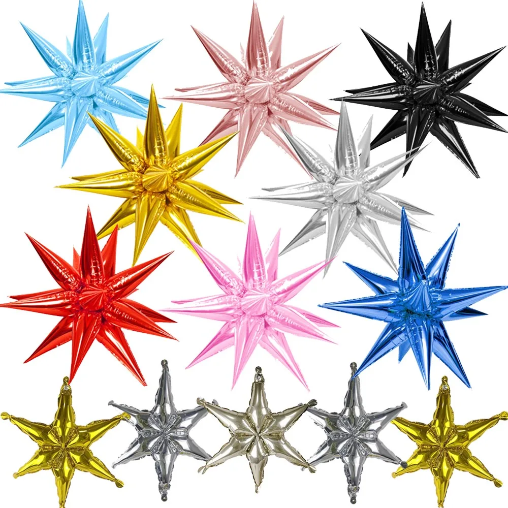 Champagner Gold Silbrig Hexagramm Ballon Explosion Folienballon Kegel Spike Ballon für Geburtstag Hochzeit Party Babyparty Dekor