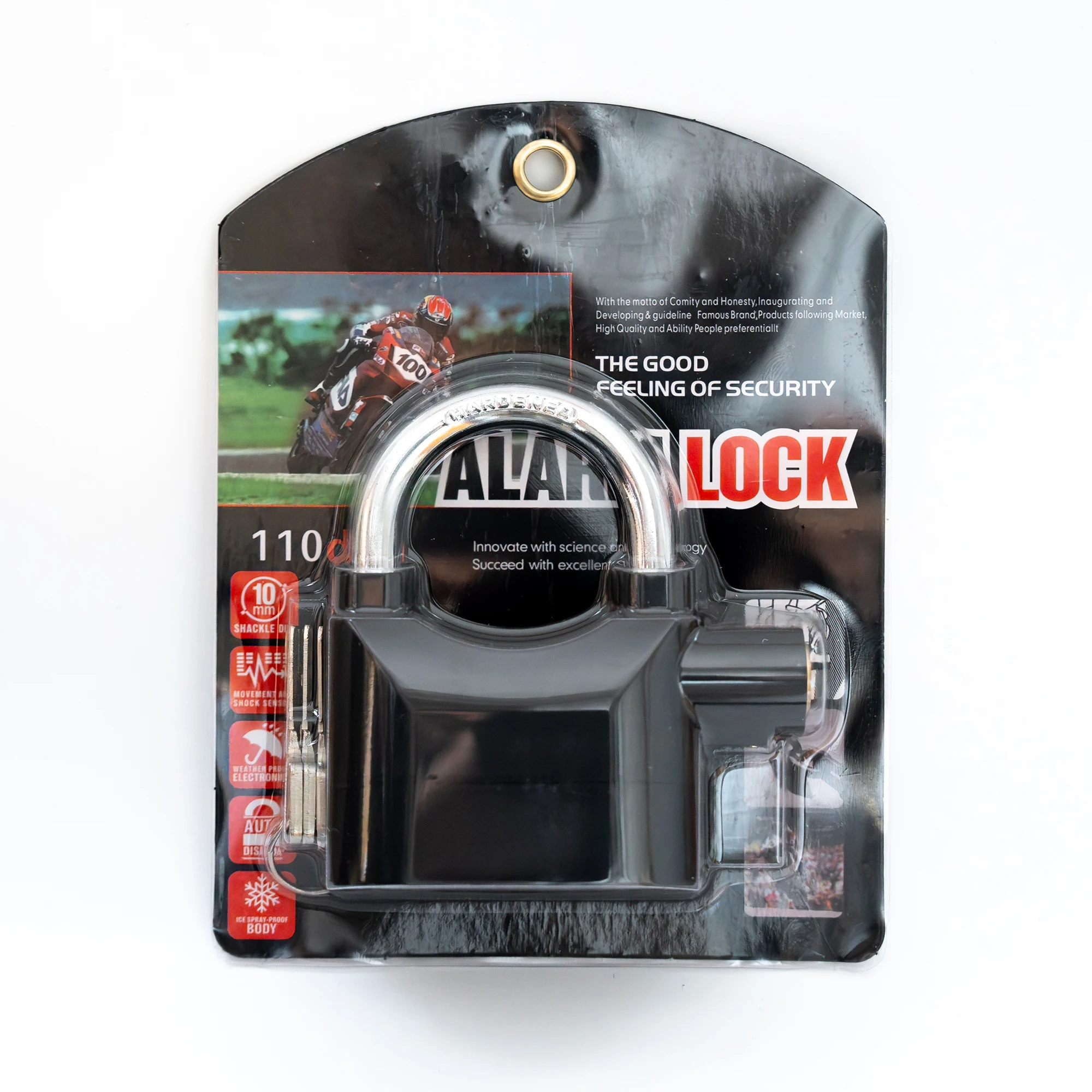 מנעול אזעקה באיכות גבוהה: התראת 110dB - מנעול אבטחה כבד אידיאלי לשימוש בבית, בשער, באופניים עם 3 מפתחות (עיצוב עמיד)