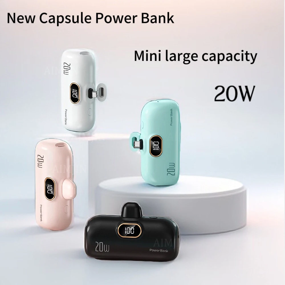 

20W New Capsule Power Bank Mini Pocket Portable 100000mAh Fast Charging Mobile Power Supply