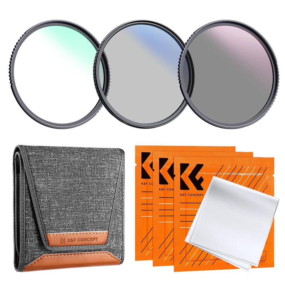 K & F Concept MCUV + CPL + ND4 Slim Lens Filter Kit para Nikon Canon