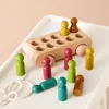 Wood Colorful Beech Trolley Toys For Babies From 1 Year To 3 With 10 Wooden Dolls Games For Babies Development Montessori Baby 2