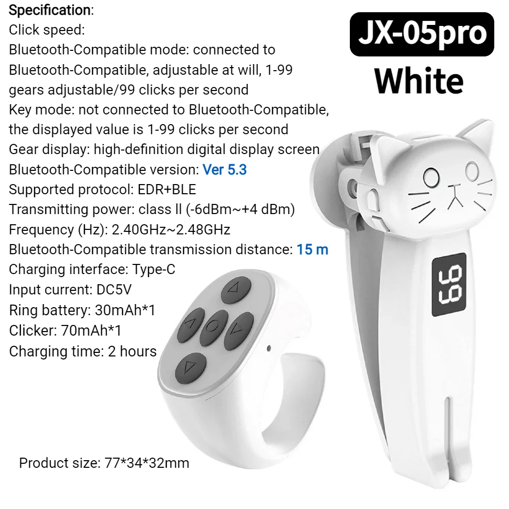 Wireless RF Remote Control Page Turner for E-Readers and Social Media