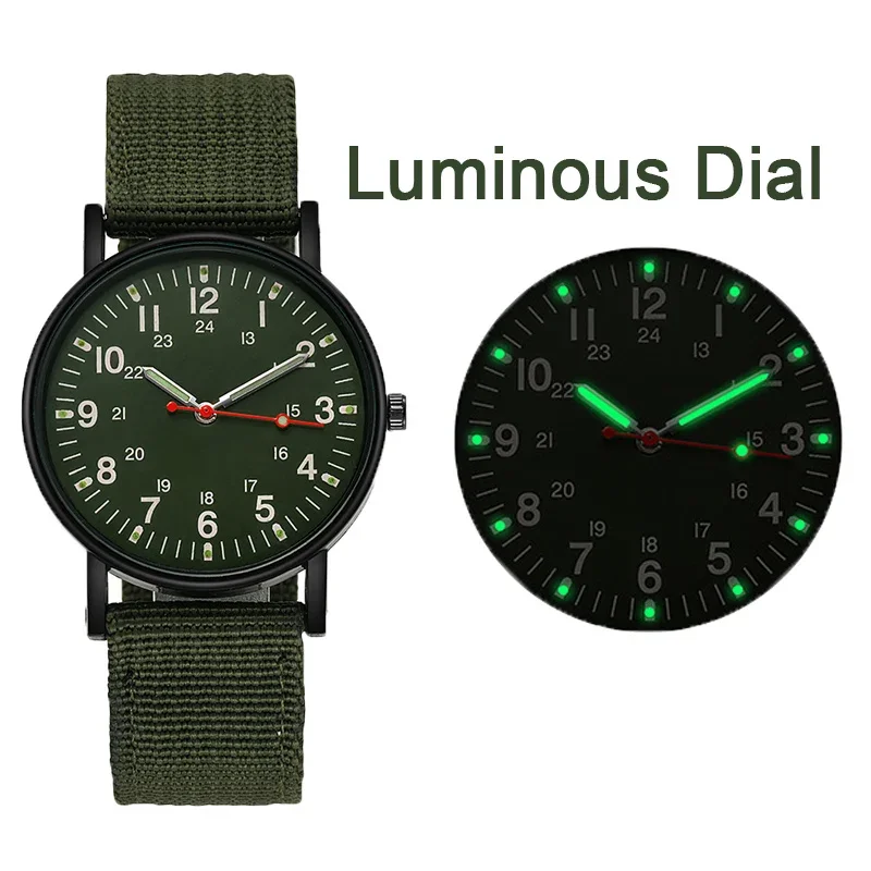 YIKAZE Military Men Watch Outdoor Sports Wristwatches Simple Nylon Band Luminous Male Army Quartz Wrist Watch Relogio Masculino 5