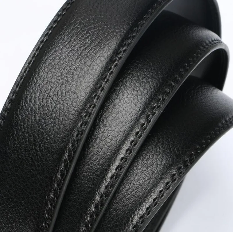3.5cm Men's Automatic Buckle Leather Belt Business Casual Suit Pants No Buckle