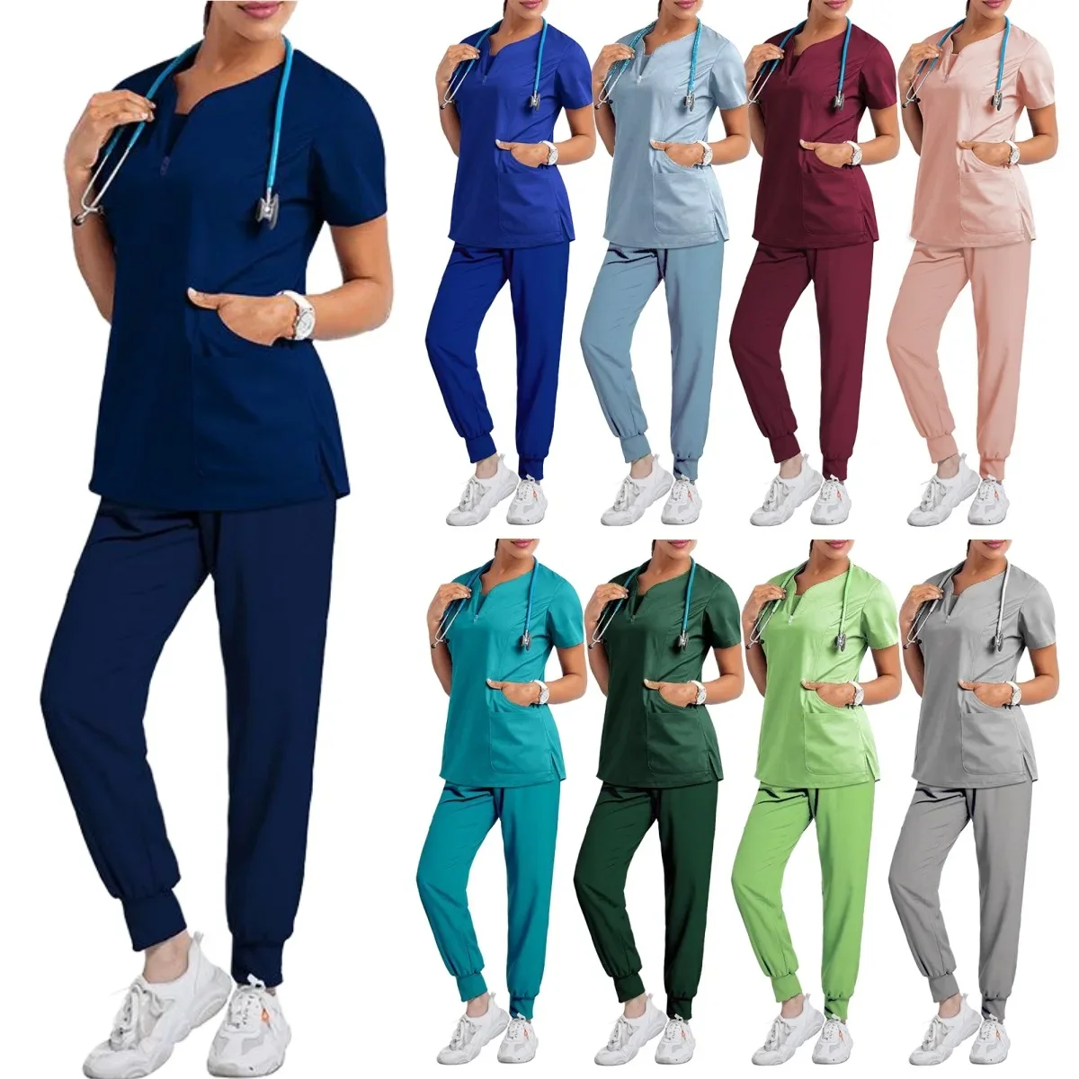 Medical Scrubs Uniform Nurse Accessories Women Scrubs Sets Hospital Dental Clinic Beauty Salon Spa Workwear Clothes Lab Coat