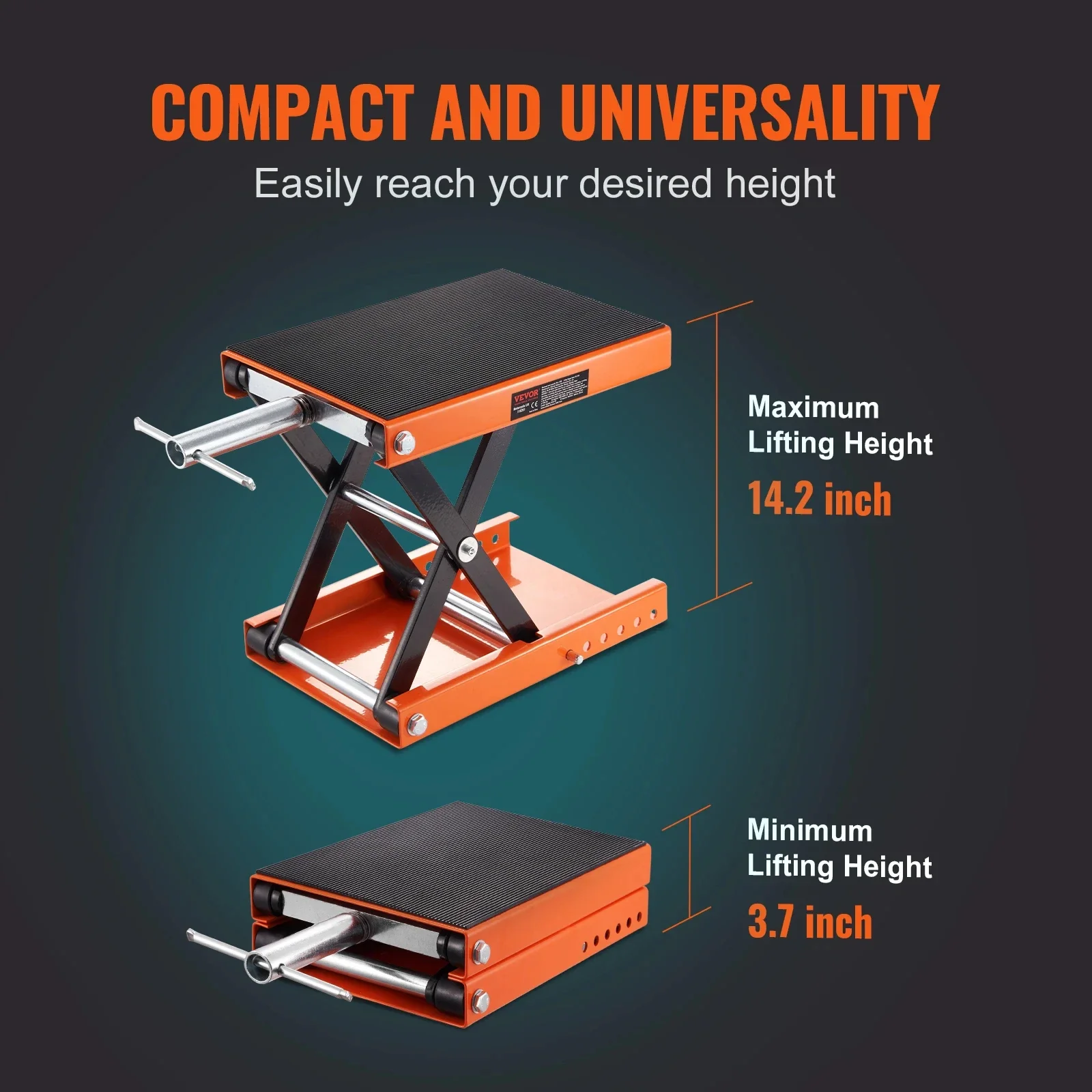 Motorcycle Lift VEVOR Motorcycle Lift 1100 LBS Capacity Motorcycle Scissor Lift Jack with Wide Deck & Safety Pin for Bikes Motorcycles