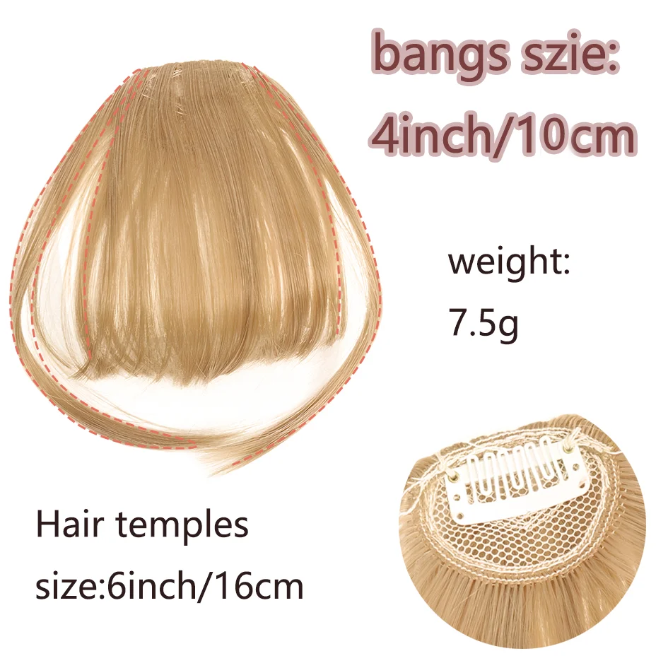 Synthetic dark brown black cut bangs - One piece bangs wig, adding natural fluffiness and length, hair accessory clip style bang