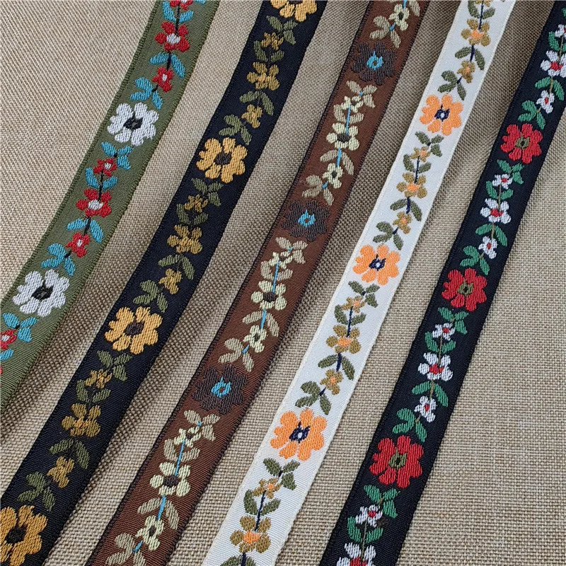 3Yard 2CM Vintage Frayed Old Fashioned Lovely Flower Cotton Handmade Embroidered Jacquard Ribbon Trim For Strap Webbing Collar images - 6