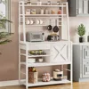 Itaar Baker's Rack, Coffee Bar Cabinet, Farmhouse Microwave Stand with Wine Rack, Storage Drawer and 8 Hooks, Bakers Racks 1