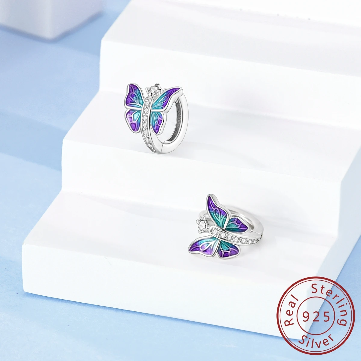 Silver Hoop Earrings Silver Earrings Hoop Earrings Womens Earrings 925 Silver Hoop Earrings For Women Zircon Butterfly Eardrop Jewelry Gift