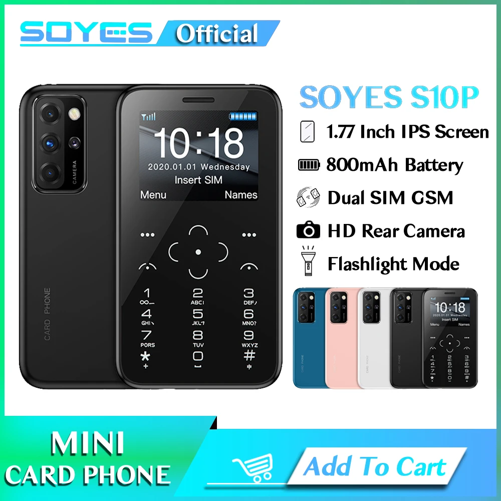 Nuovo Soyes S10P Mini Card Cellulare 2G Gsm 800Mah Ultra-Sottile Piccolo Portatile Tastiera Di Backup Per Studenti Telefono Cellulare